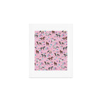 Horses & Flowers, Pink Pattern, Horse Illustration, Little Girls Room, Watercolor Art Print Gallery Image 1