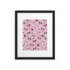 Horses & Flowers, Pink Pattern, Horse Illustration, Little Girls Room, Watercolor Framed Art Print Gallery Image 6