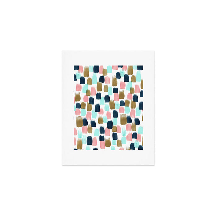 Pink, Mint, Navy & Gold Abstract Print, Nursery Art, Little Girls Room Art Print Gallery Image 1