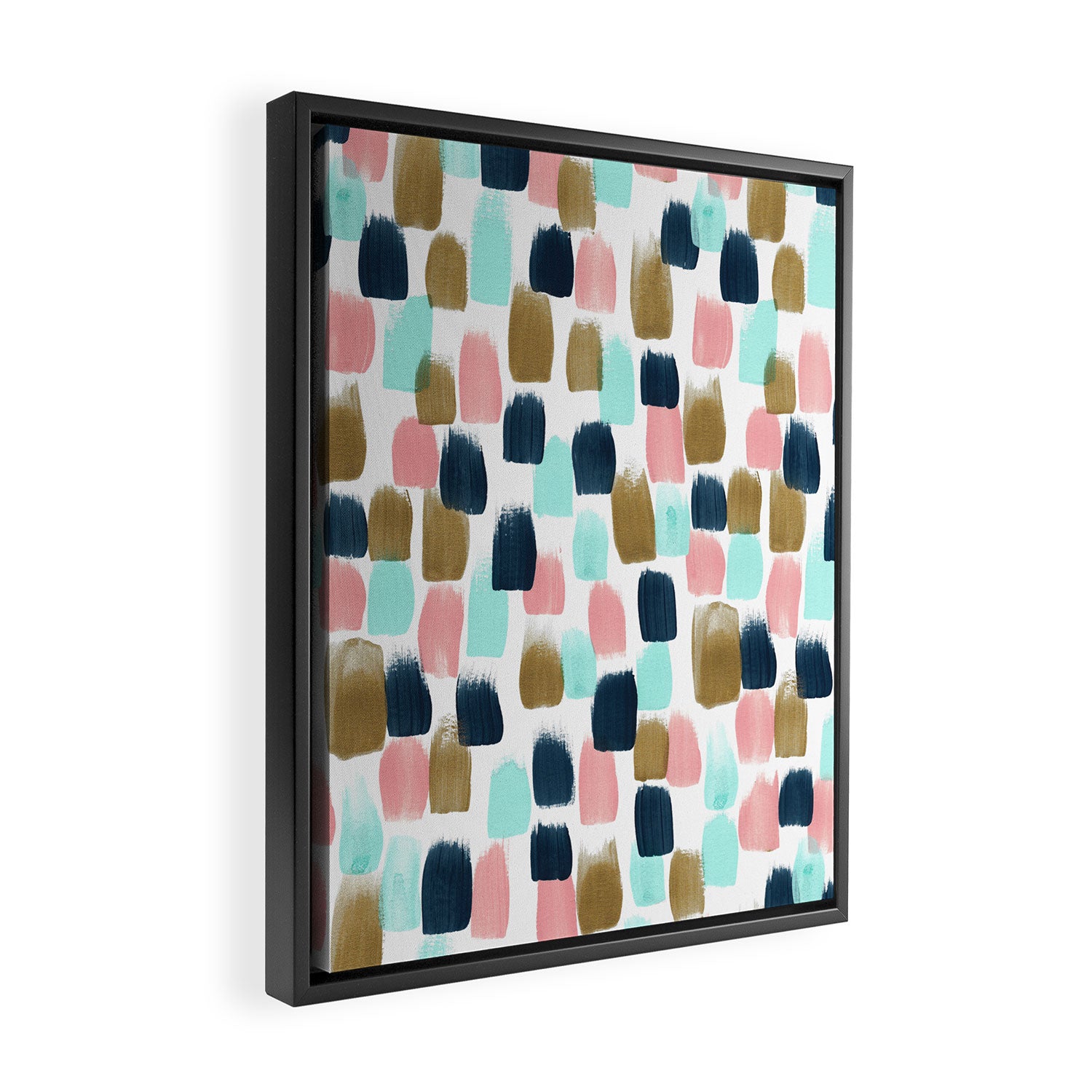 Pink, Mint, Navy & Gold Abstract Print, Nursery Art, Little Girls Room Framed Canvas Print Gallery Image 2
