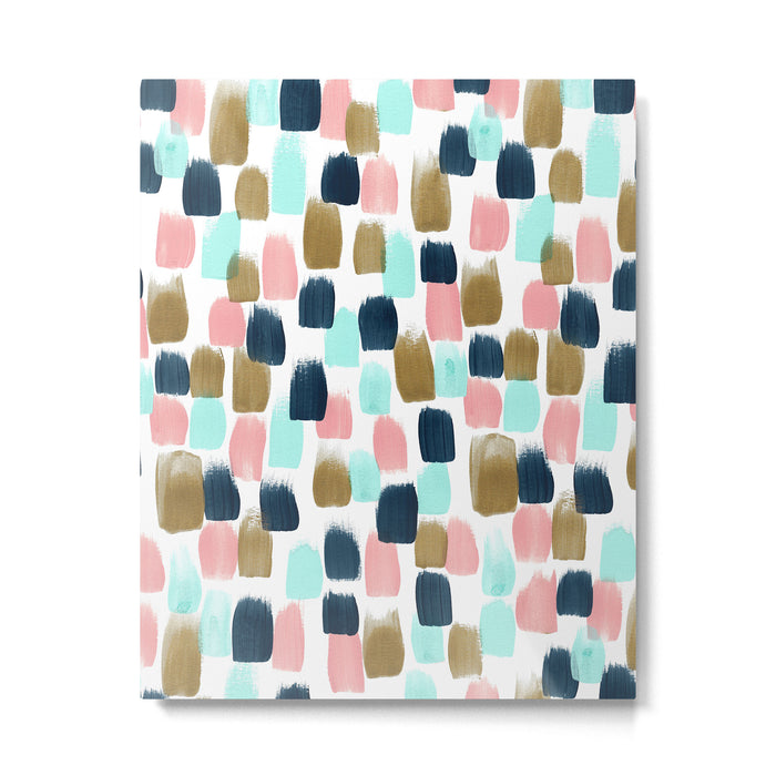 Pink, Mint, Navy & Gold Abstract Print, Nursery Art, Little Girls Room Metal Print Gallery Image 1