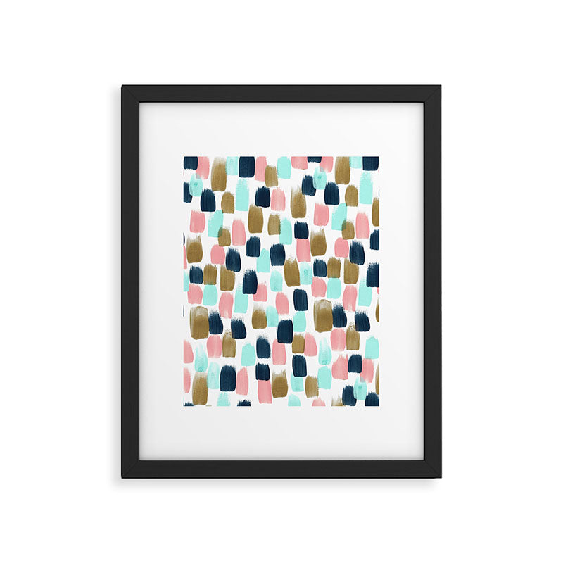 Pink, Mint, Navy & Gold Abstract Print, Nursery Art, Little Girls Room Framed Art Print Gallery Image 6