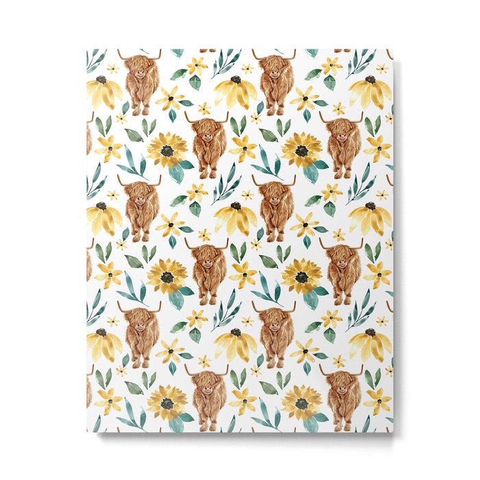 Sunflower Floral Highland Cow Metal Print Gallery Image 1