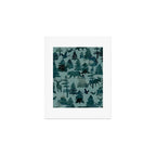 The Wild North, Wildlife, Blue Silhouette Forest and Animal Print Art Print Gallery Image 1