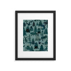 The Wild North, Wildlife, Blue Silhouette Forest and Animal Print Framed Art Print Gallery Image 6
