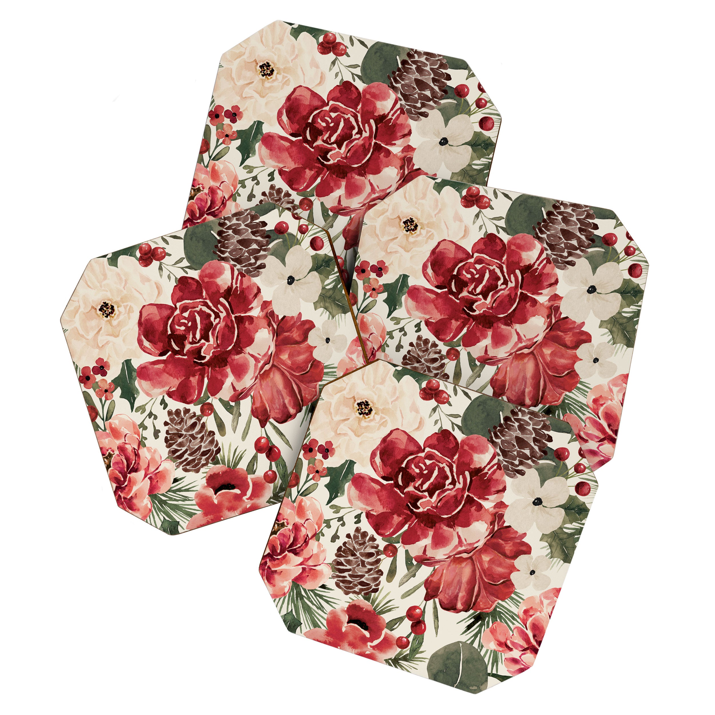 Vintage Christmas Floral Coaster Gallery Image 1