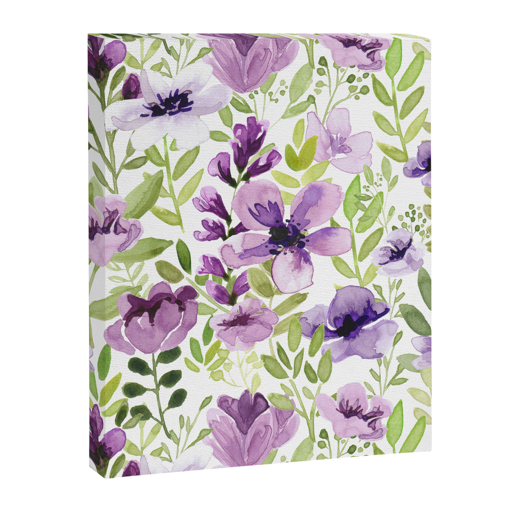 Watercolor/Ink Purple Floral Painting Canvas Print Gallery Image 8