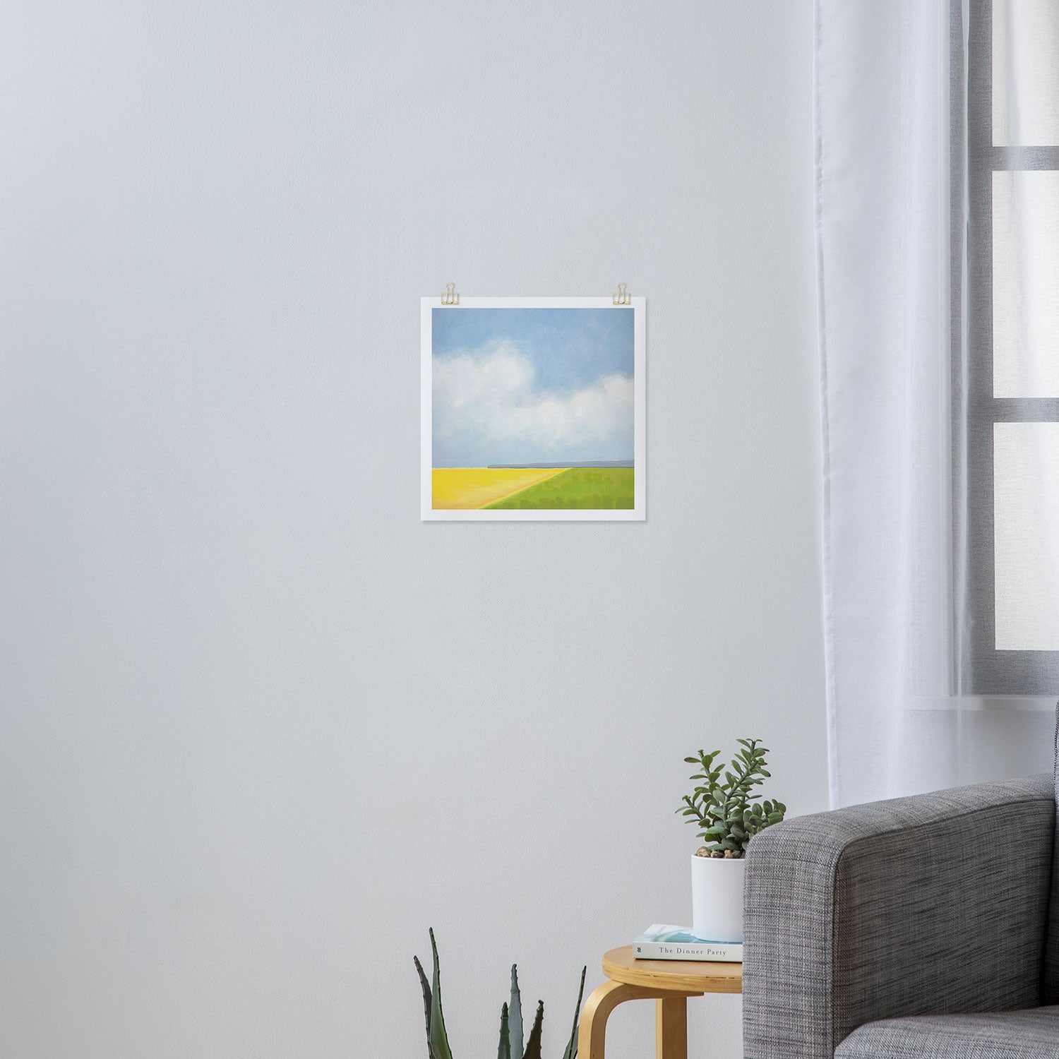 Abstract Landscape With Flowers and Blue Sky Art Print Gallery Image 3
