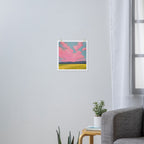 Bright Pink Sunset Over Mountains and Farm Fields Art Print Gallery Image 3