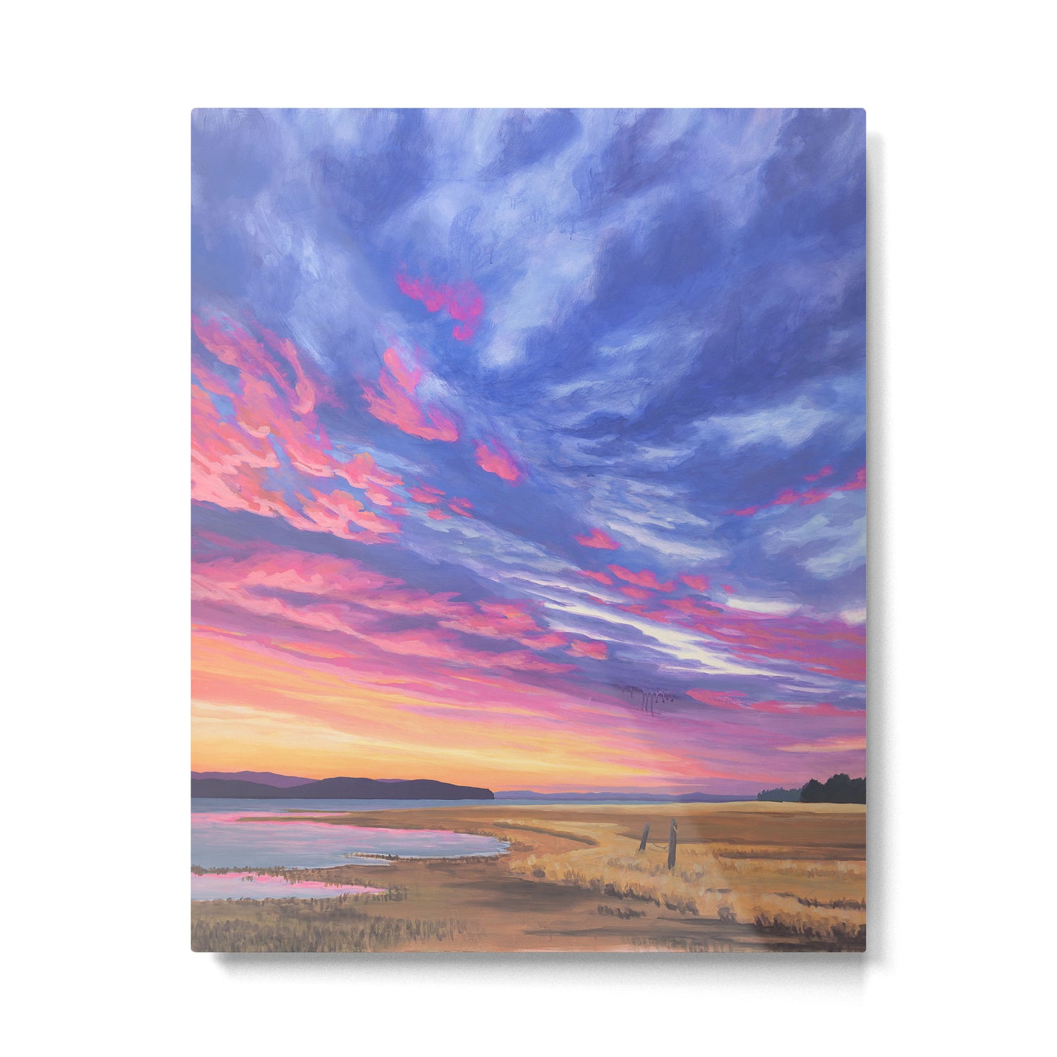 Pink and Purple Sunrise Over Bay Metal Print Gallery Image 4