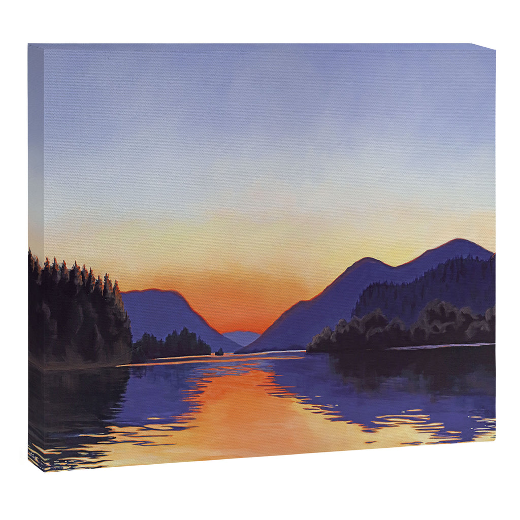 Sunset Over Mountains and River - Sunset in Hood River Canvas Print Gallery Image 3