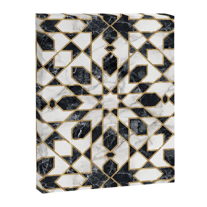 Black and white marble Moroccan mosaic Canvas Print Gallery Image 1