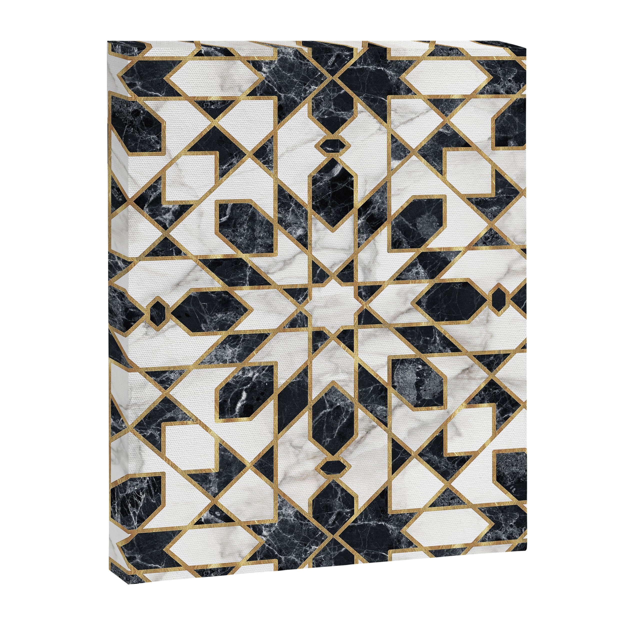 Black and white marble Moroccan mosaic Canvas Print Gallery Image 8