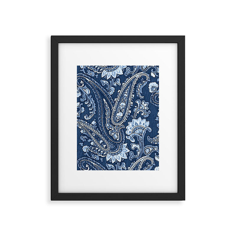 Blue indigo paisley Framed Art Print Gallery Image 6