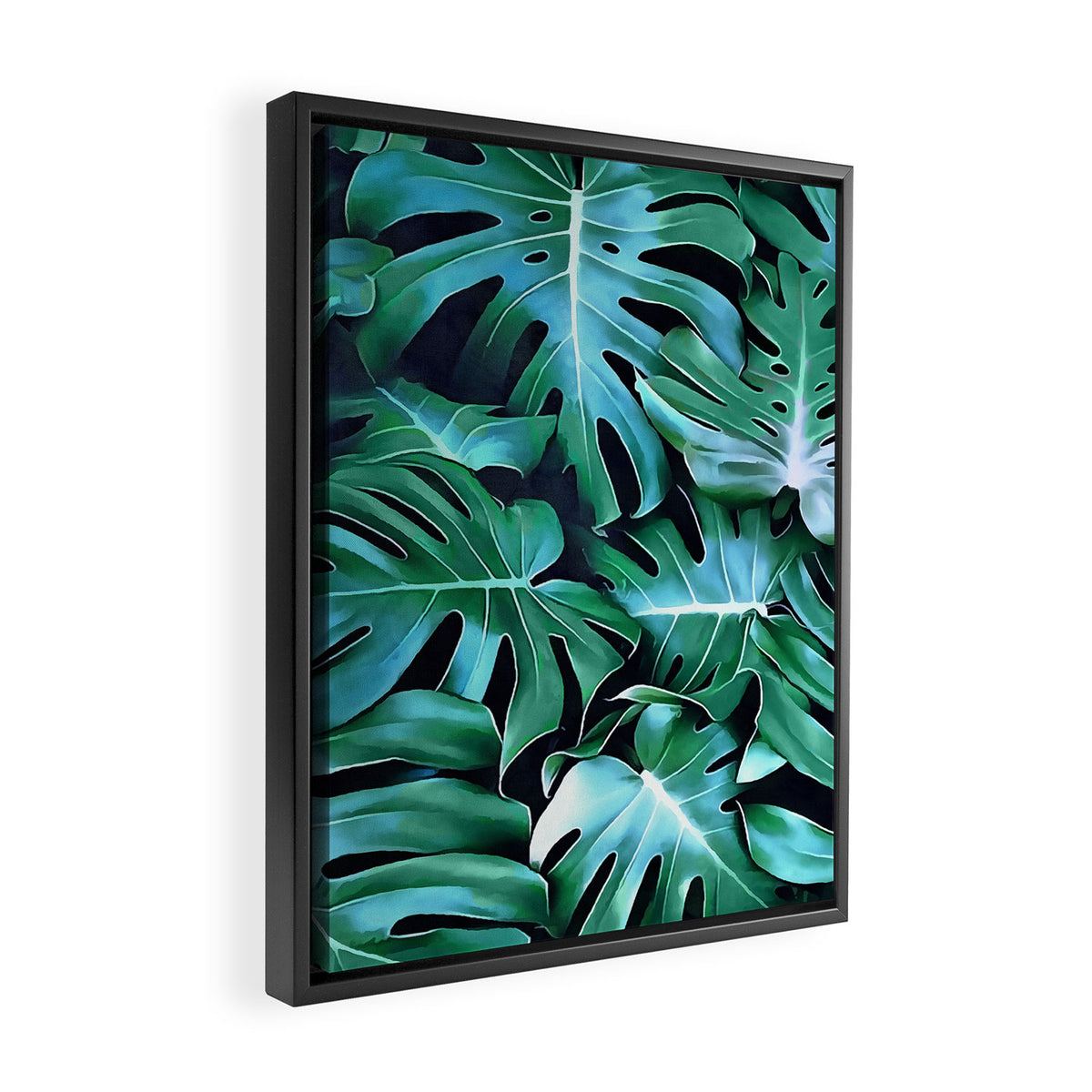 Monstera leaves Framed Canvas Print Gallery Image 2
