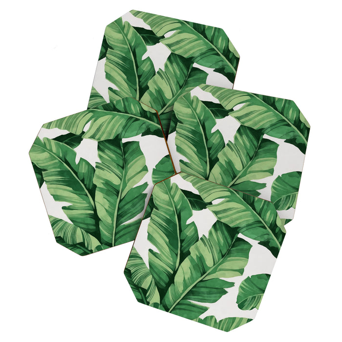 Tropical banana leaves Coaster Gallery Image 1