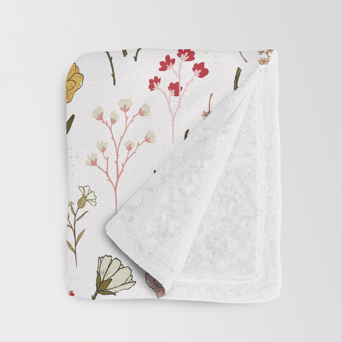 Spring Garden Flower Collection - White Throw Blanket Gallery Image 3