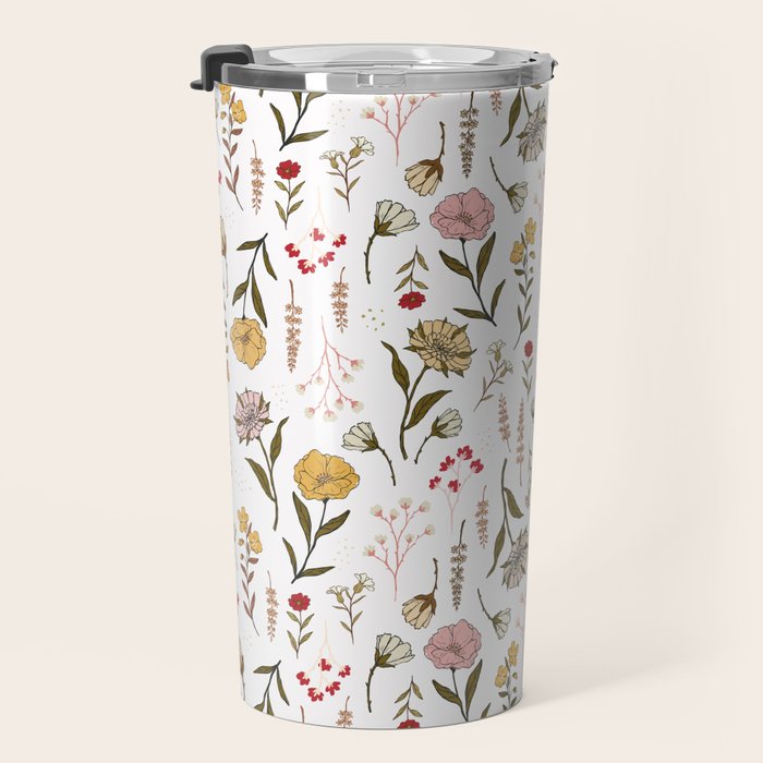 Spring Garden Flower Collection - White Travel Mug Gallery Image 3