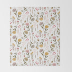 Spring Garden Flower Collection - White Throw Blanket Gallery Image 2