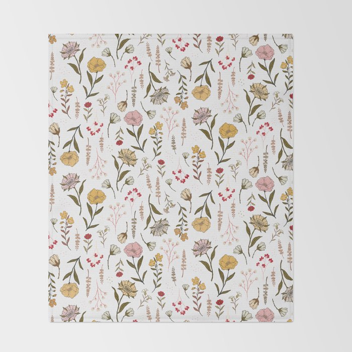 Spring Garden Flower Collection - White Throw Blanket Gallery Image 2