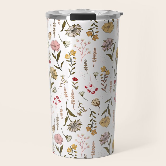 Spring Garden Flower Collection - White Travel Mug Gallery Image 1
