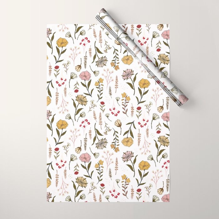 Spring Garden Flower Collection - White Wrapping Paper Gallery Image 1