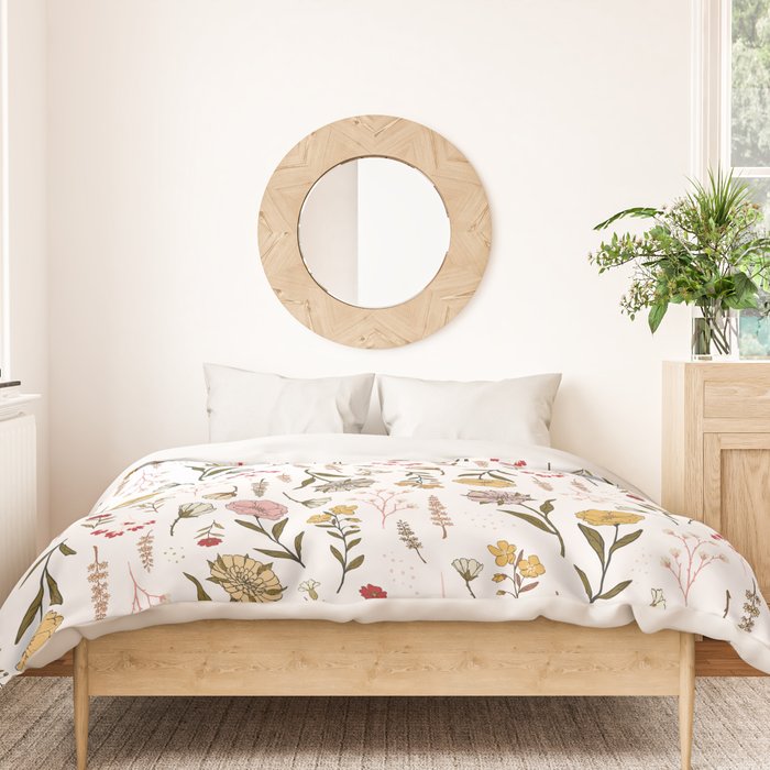 Spring Garden Flower Collection - White Duvet Cover Gallery Image 3