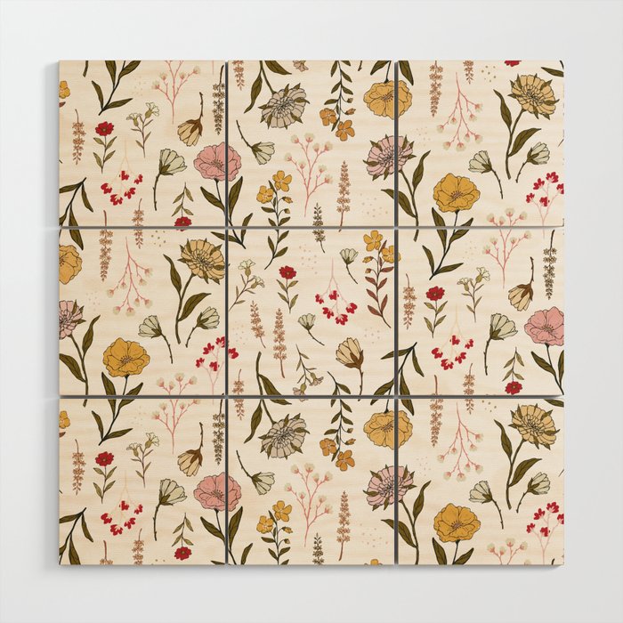Spring Garden Flower Collection - White Wood Wall Art Gallery Image 1