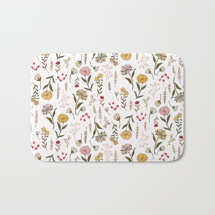 Spring Garden Flower Collection - White Bath Mat Gallery Image 1