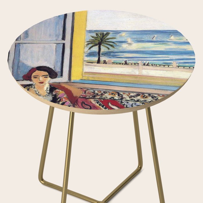 Seated Woman, Back Turned to the Open Window of Ocean & Seaside by Henri Matisse Side Table Gallery Image 2