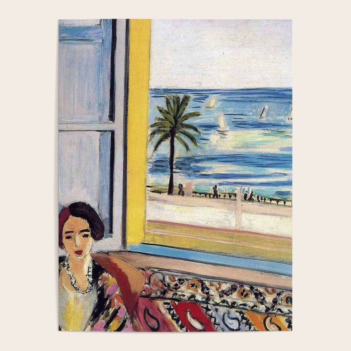 Seated Woman, Back Turned to the Open Window of Ocean & Seaside by Henri Matisse Poster Gallery Image 1