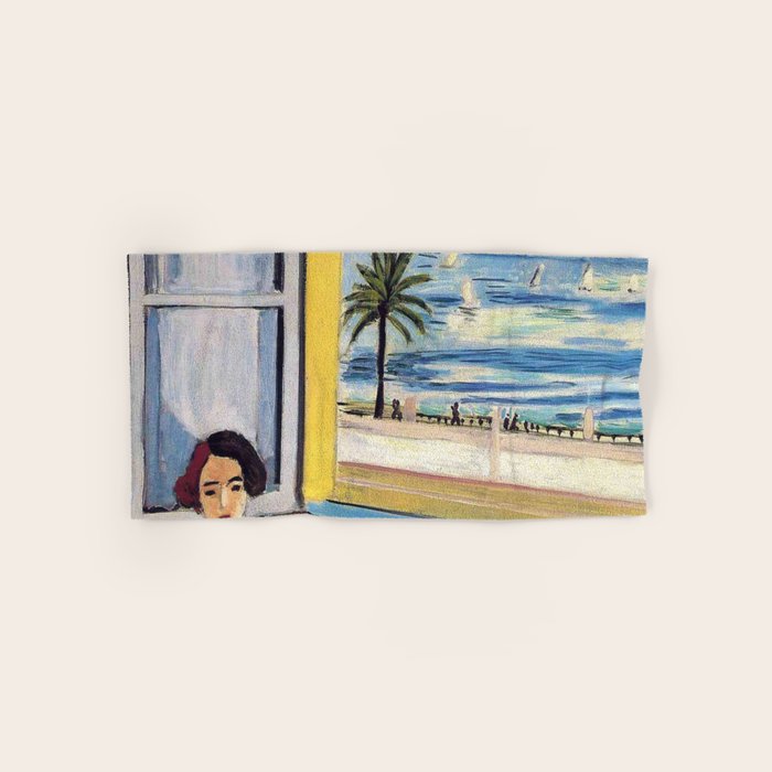 Seated Woman, Back Turned to the Open Window of Ocean & Seaside by Henri Matisse Bath Towel Gallery Image 1