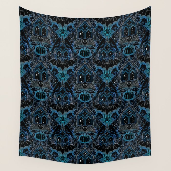 Gothic Halloween - Eerie Blue Wall Tapestry Gallery Image 1