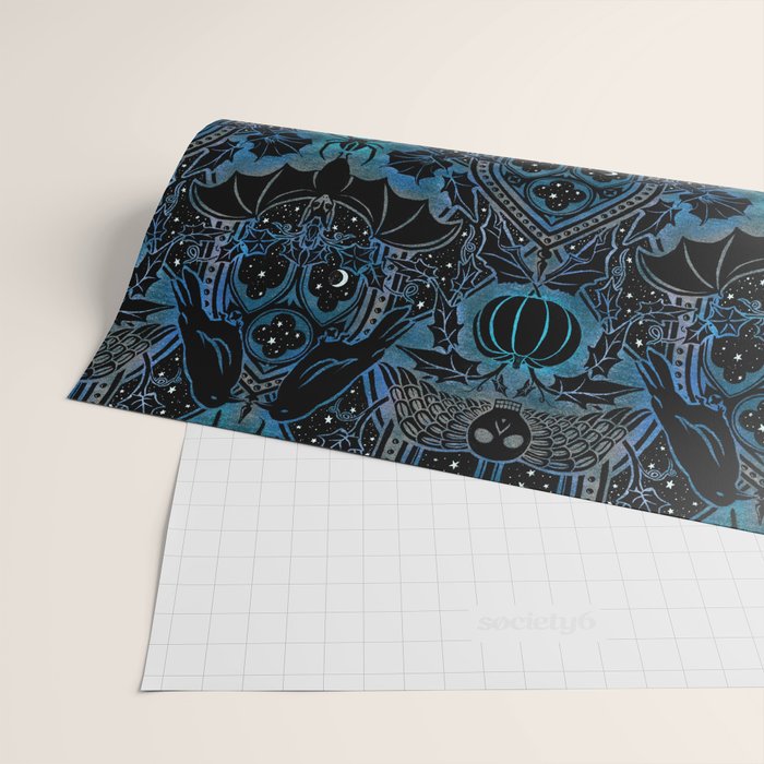 Gothic Halloween - Eerie Blue Wrapping Paper Gallery Image 2