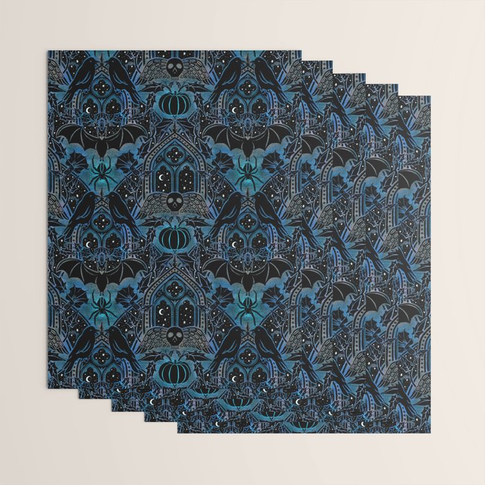 Gothic Halloween - Eerie Blue Wrapping Paper Gallery Image 3