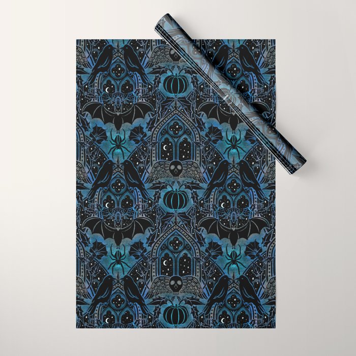 Gothic Halloween - Eerie Blue Wrapping Paper Gallery Image 1