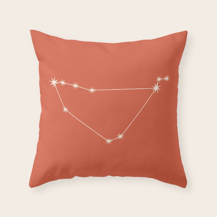 Capricorn Zodiac Star Constellation Line Art Coral Red Throw Pillow Gallery Image 6