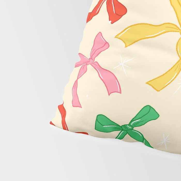 Festive Coquette Bow Pattern on Cream Pillow Sham Gallery Image 4