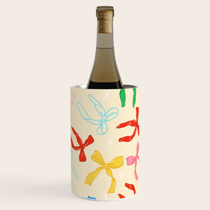 Festive Coquette Bow Pattern on Cream Wine Chiller Gallery Image 3
