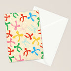 Festive Coquette Bow Pattern on Cream Stationery Card Gallery Image 2