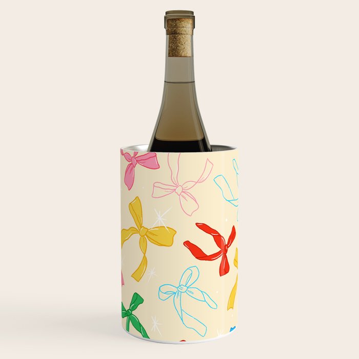 Festive Coquette Bow Pattern on Cream Wine Chiller Gallery Image 1