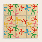 Festive Coquette Bow Pattern on Cream Wood Wall Art Gallery Image 1