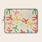 Festive Coquette Bow Pattern on Cream Laptop Sleeve Gallery Image 1