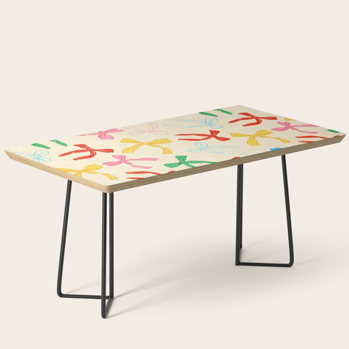 Festive Coquette Bow Pattern on Cream Coffee Table Gallery Image 1