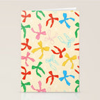 Festive Coquette Bow Pattern on Cream Stationery Card Gallery Image 2