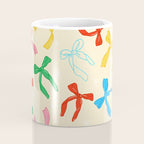 Festive Coquette Bow Pattern on Cream Coffee Mug Gallery Image 4