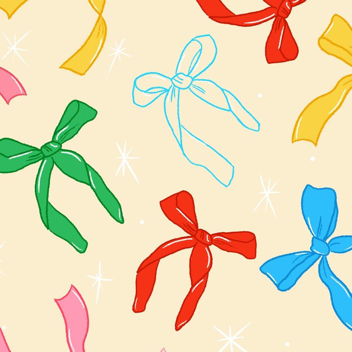 Festive Coquette Bow Pattern on Cream Coffee Mug Gallery Image 2
