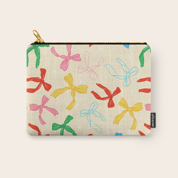Festive Coquette Bow Pattern on Cream Carry All Pouch Gallery Image 1