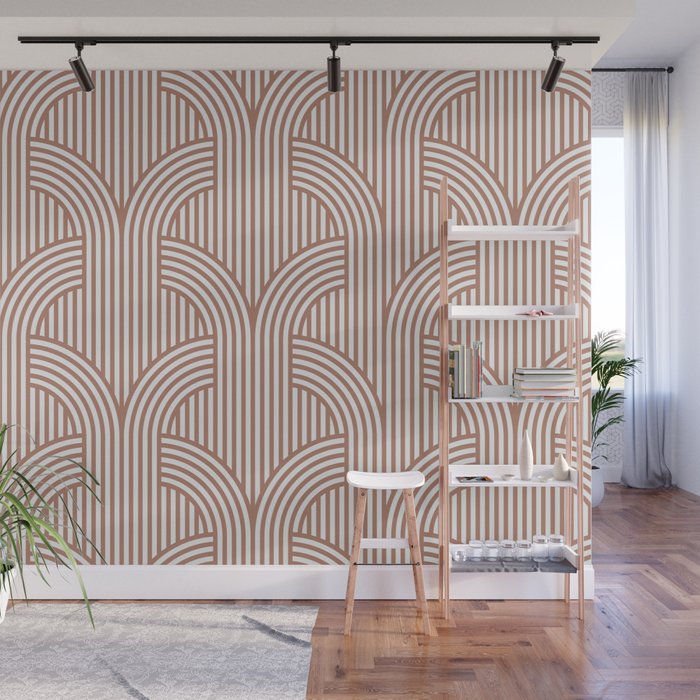 Terracotta retro lines Wall Mural Gallery Image 1