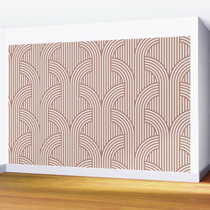 Terracotta retro lines Wall Mural Gallery Image 2